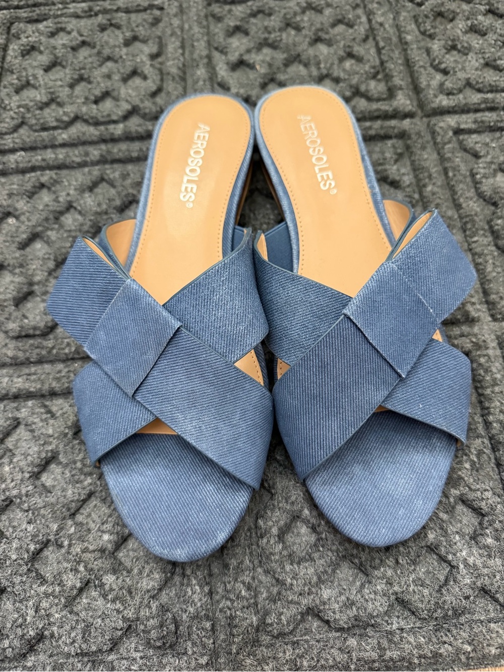 Aerosoles Women's Blue Crossband Slide Sandals 8M New without Tags